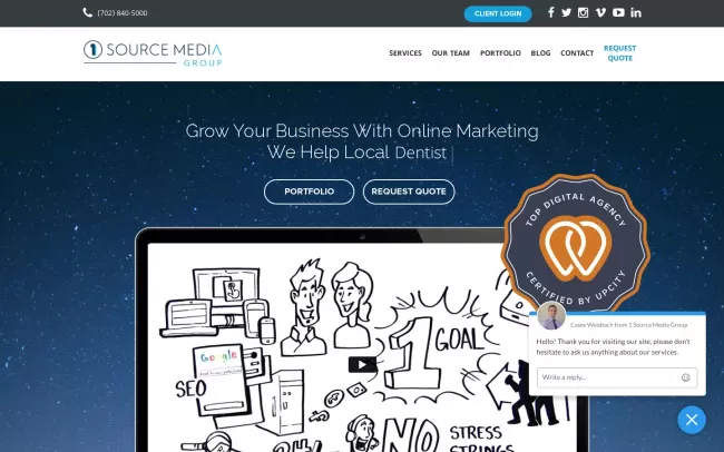 Screenshot of the 1 Source Media Group Website