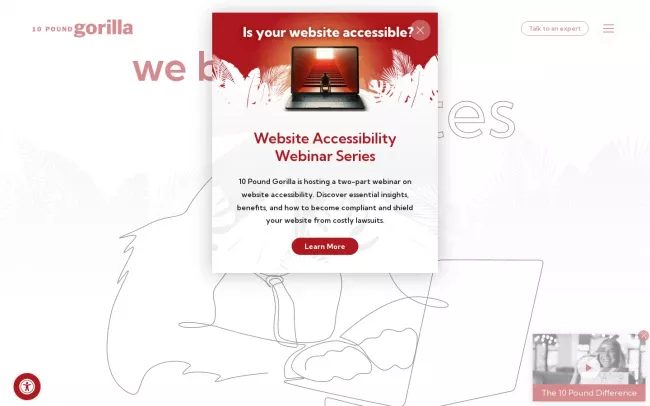 Screenshot of the 10 Pound Gorilla - Website Development, Design, & Digital Marketing Website