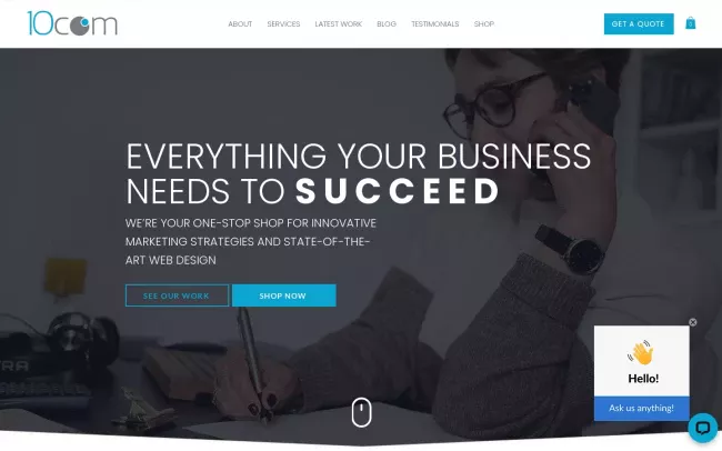 Screenshot of the 10com Web Development Website