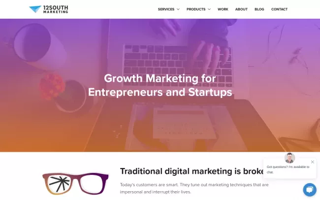 Screenshot of the 12South Marketing Website
