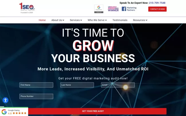 Screenshot of the 1SEO Digital Agency Website