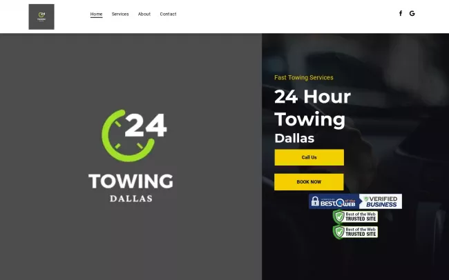 Screenshot of the 24 Hour Towing Dallas Website