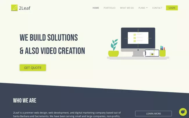 Screenshot of the 2Leaf Website
