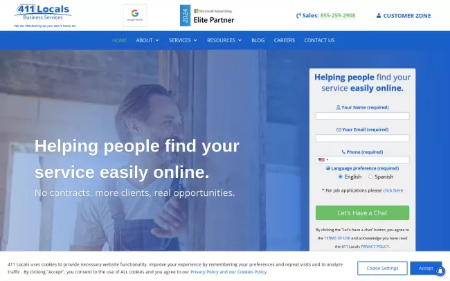 Screenshot of the 411 Locals - Las Vegas Marketing Agency Website
