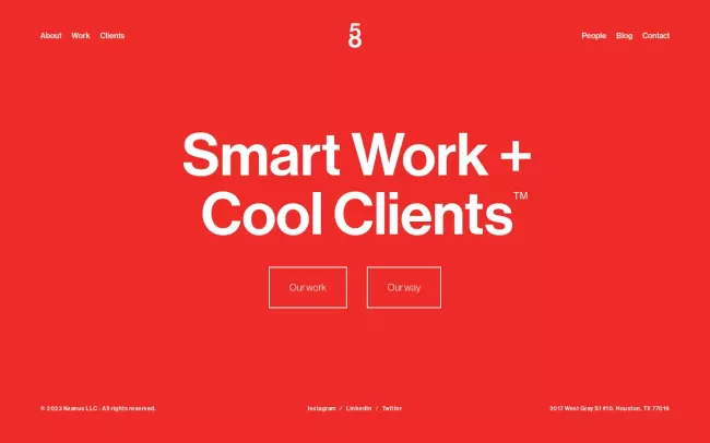 Screenshot of the 5+8 Website