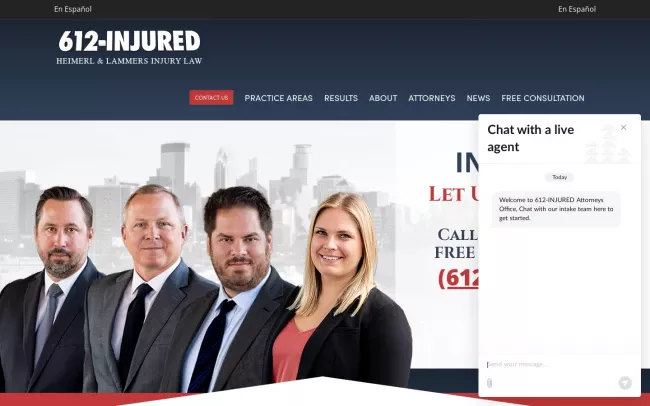Screenshot of the 612 INJURED Website