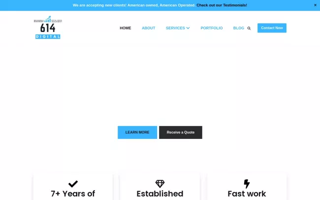 Screenshot of the 614 Digital Website