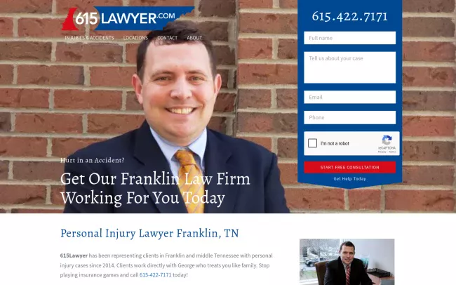 Screenshot of the 615 Lawyer Website