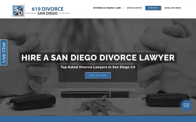 Screenshot of the 619 Divorce Website