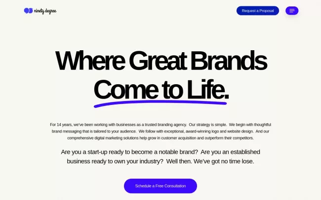 Screenshot of the 90 Degree Design Website