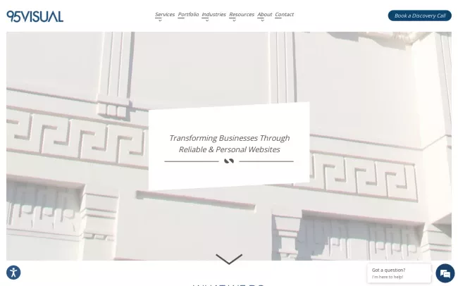 Screenshot of the 95Visual Website