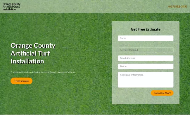 Screenshot of the A1 Artificial Grass Website