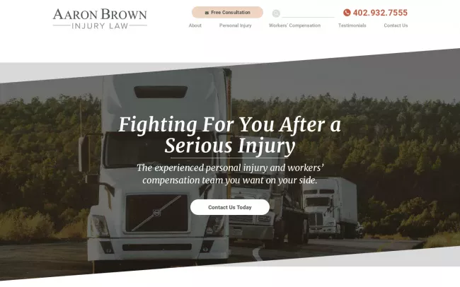 Screenshot of the Aaron Brown Injury Law Website