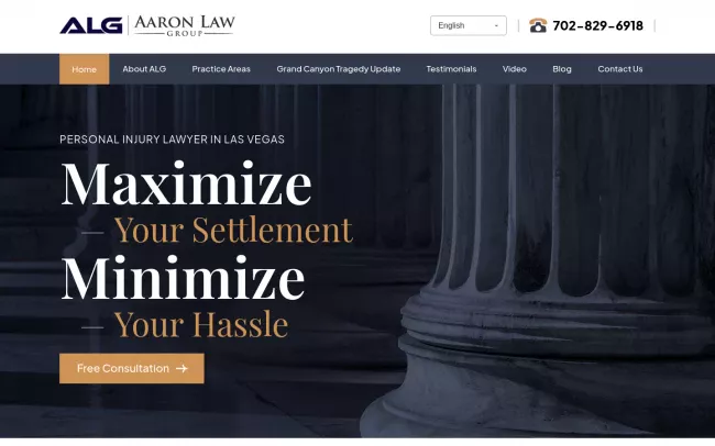 Screenshot of the Aaron Law Group Website