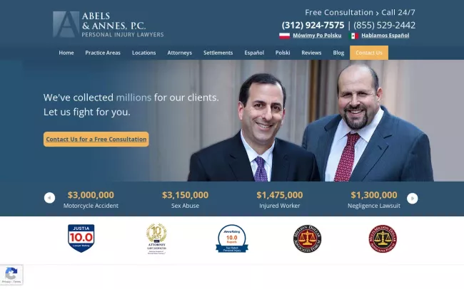 Screenshot of the Abels & Annes, P.C. Website