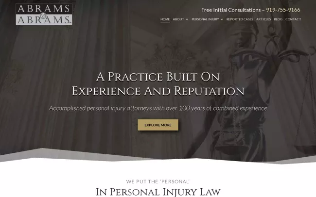 Screenshot of the Abrams & Abrams, P.A. Website