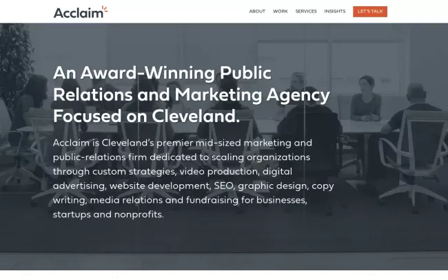 Screenshot of the Acclaim Communications Website