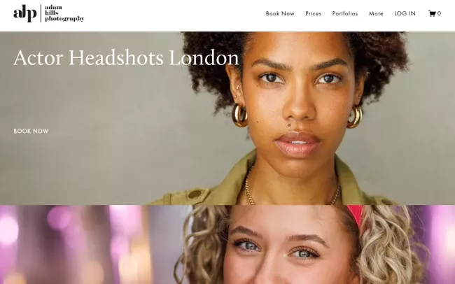 Screenshot of the Actor Headshots by Adam Hills Website