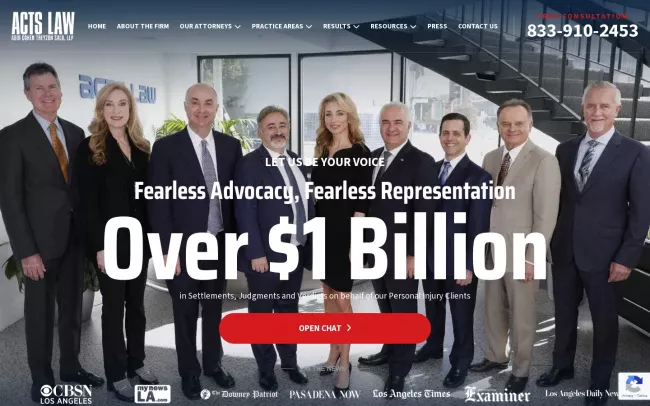 Screenshot of the ACTS Law Website