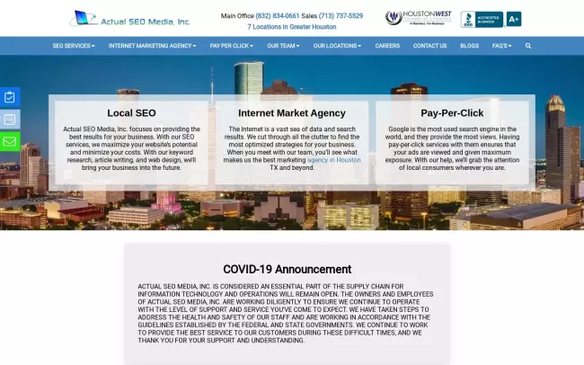 Screenshot of the Actual SEO Media, Inc. Website