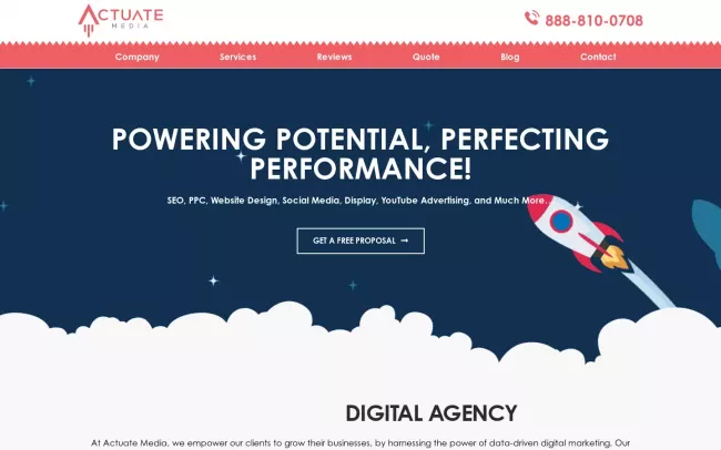 Screenshot of the Actuate Media Website