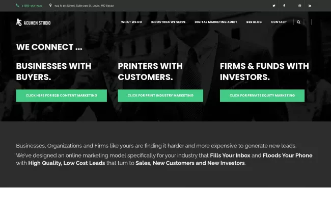 Screenshot of the Acumen Studio Website