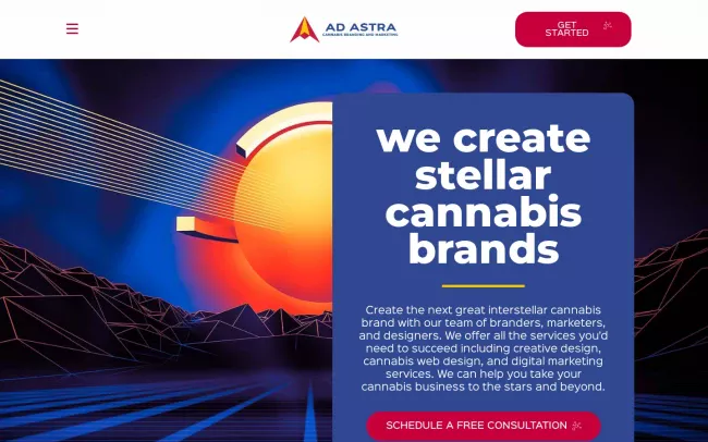 Screenshot of the Ad Astra Cannabis Branding and Marketing Website