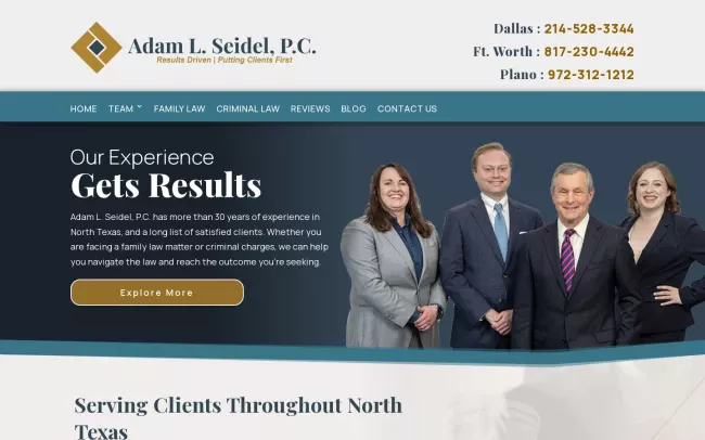 Screenshot of the Adam L. Seidel, P.C. Website
