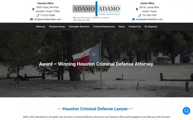Screenshot of the Law Office of Sam Adamo Website