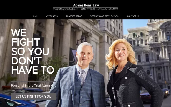 Screenshot of the Adams Renzi Law Website