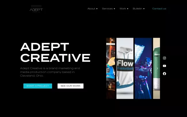 Screenshot of the Adept Creative Website