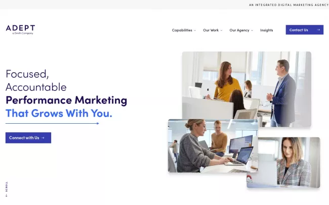 Screenshot of the Adept Marketing Website