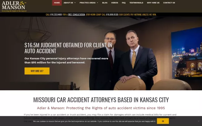 Screenshot of the Adler & Manson Website