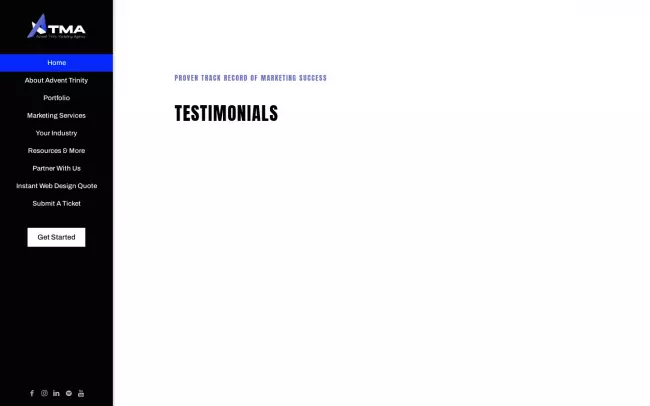 Screenshot of the Advent Trinity Marketing Agency Website