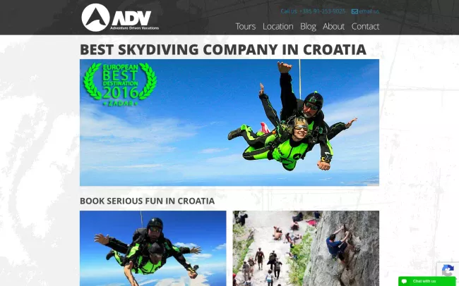 Screenshot of the Adventure Driven Vacations Website