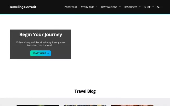 Screenshot of the Traveling Portrait Blog