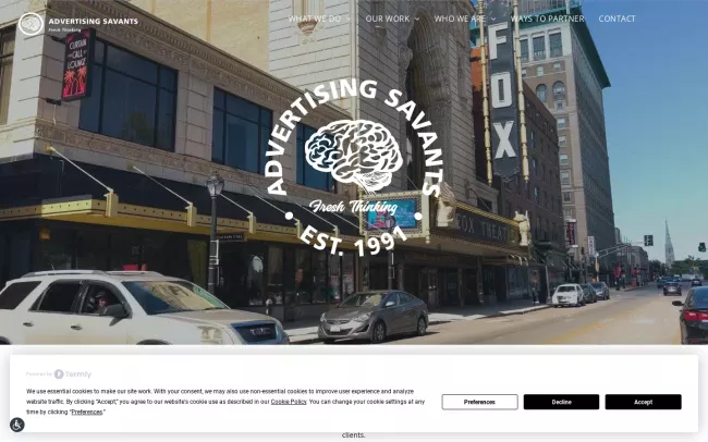 Screenshot of the Advertising Savants Website