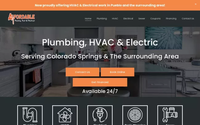 Screenshot of the Affordable Plumbing, Heat and Electrical Website