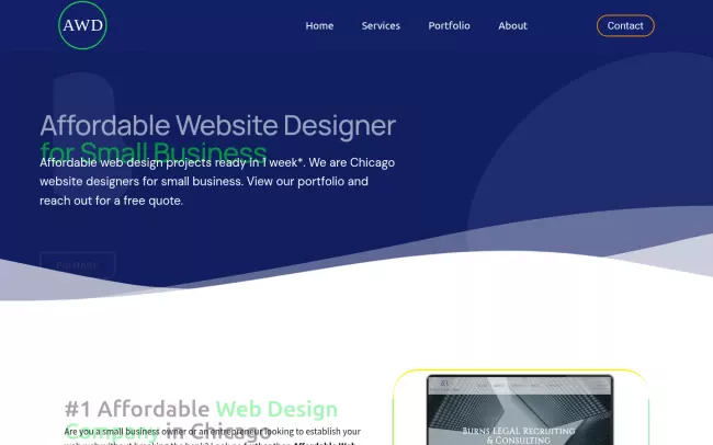 Screenshot of the Affordable Web Design Chicago Website
