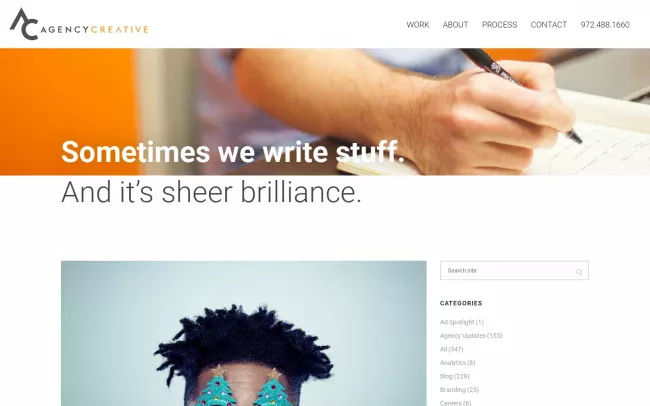 Screenshot of the Agency Creative Piping Fresh Blog