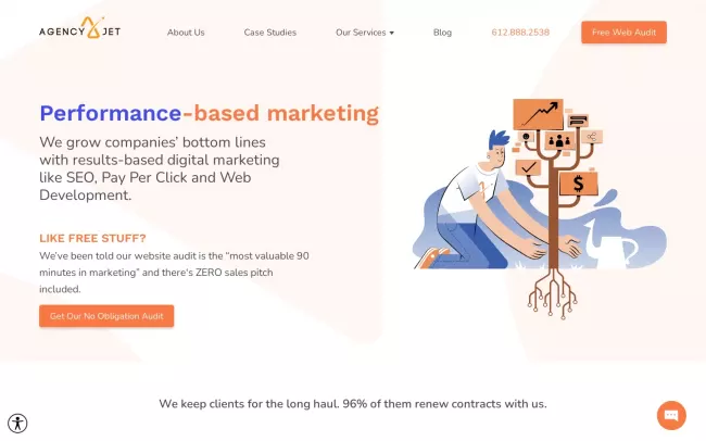 Screenshot of the Agency Jet Website