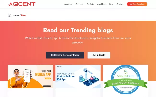 Screenshot of the Agicent Blog