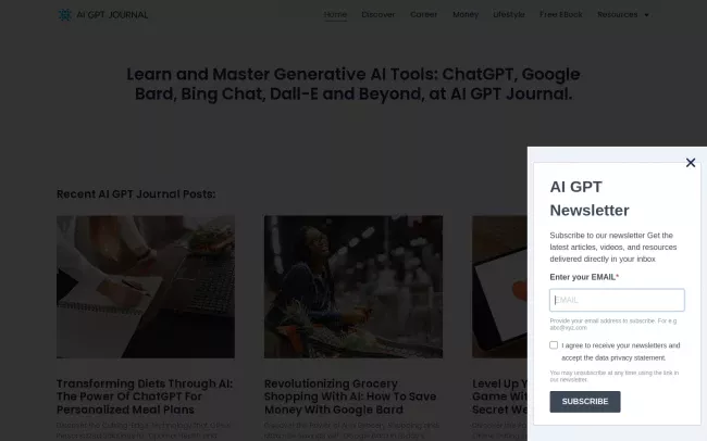 Screenshot of the AI GPT Journal Blog