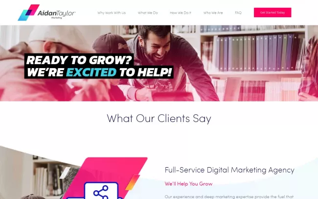 Screenshot of the Aidan Taylor Marketing, LLC Website