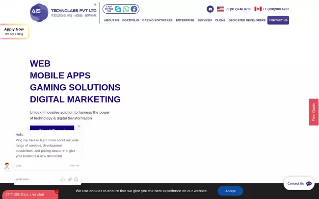 Screenshot of the AIS Technolabs - Custom Web Development in Pacifica, CA Website