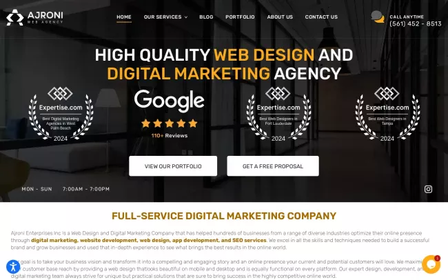 Screenshot of the Ajroni Website