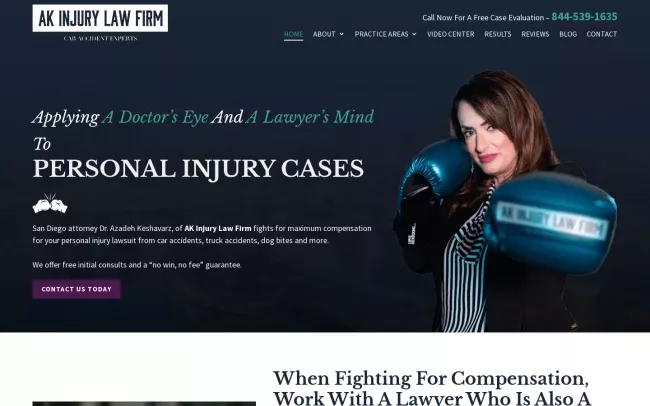 Screenshot of the AK Injury Law Firm Website