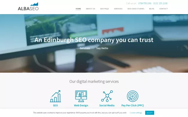 Screenshot of the Alba SEO Services Blog