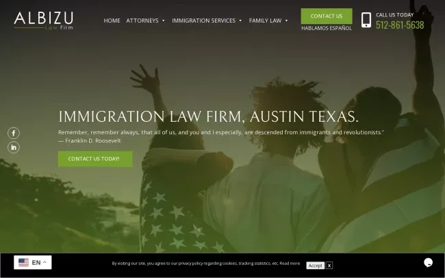 Screenshot of the Albizu Law Website