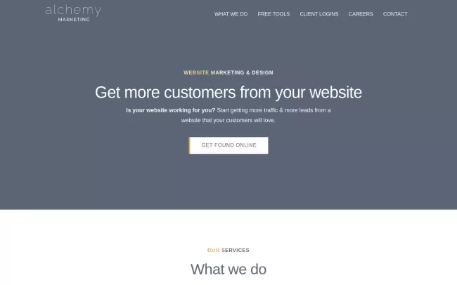 Screenshot of the Alchemy Marketing Website